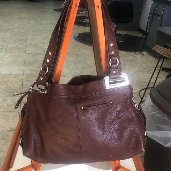 Women's B.Makowsky Leather Tote Bag Purse Hobo Y2K Dark Brown 12 x 16 - Picture 3 of 6